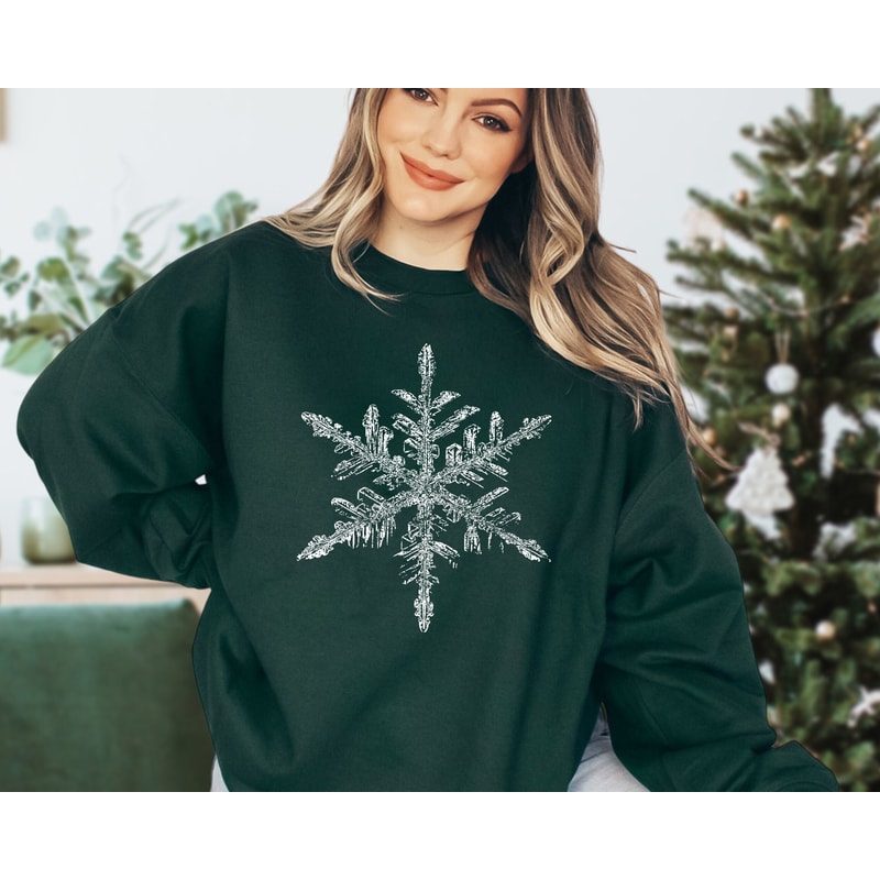Snowflake Sweatshirt, Holiday sweater, Matching Christmas Sweater, Family Christmas gift, Snow flake design sweater, Cozy Christmas Gift.jpg