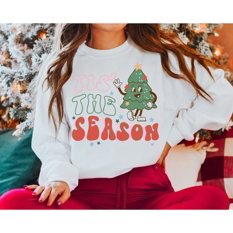 Tis The Season Retro Christmas Sweatshirt and Hoodie, Christmas Sweatshirt, Cute Christmas Crewneck, Xmas Sweater, Trendy Christmas Sweat.jpg