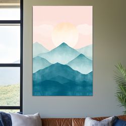 Soft pastel mountain landscape painting  ,Canvas wrapped on pine frame