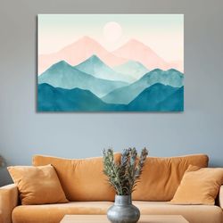 Soft pastel mountain landscape painting ,Canvas wrapped on pine frame