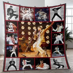 elvis presley album premium fleece blanket, king of rock and roll fleece blanket, elvis presley album blanket mink sherp