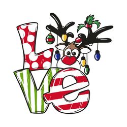 love reindeer svg, christmas lights svg, love sublimation design, christmas love svg, love christmas card
