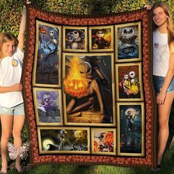 jack skellington blanket - christmas nightmare fleece blanket, mink sherpa blanket, the nightmare before christmas blank