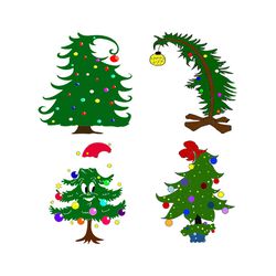 christmas tree bundle svg, christmas tree clipart, curvy christmas tree svg, merry christmas svg, holidays svg