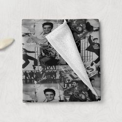 vintage elvispresley blanket - king of rock and roll blanket - music fleece, music gift, elvis blanket gift for fans, gi