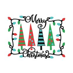 merry christmas svg, christmas trees svg, plaid trees svg, christmas bulbs svg, christmas lights svg designs cricut file