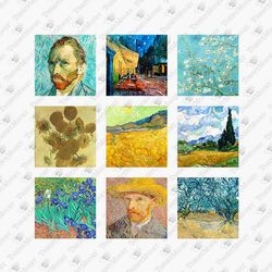 Van Gogh Paintings Collage Art Lover Sublimation PNG T-shirt Design