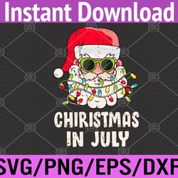 christmas in july santa hat sunglasses beach summer Svg, Eps, Png, Dxf, Digital Download