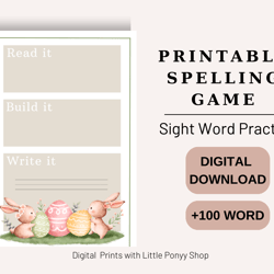 sight word practice, printable spelling game, kindergarten sight words, fry's first 100 cards, learn to read, homeschool