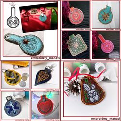 In the hoop embroidery bundles of 10 designs keychain
