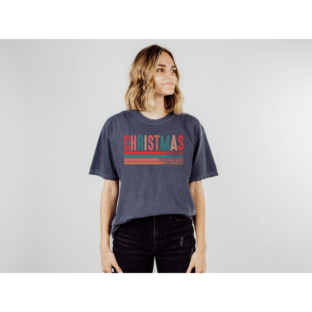 Christmas Santa T Shirt Cute Santa Claus Tee Holiday Christmas Shirt Hallmark Shirt Hot Chocolate Christmas Light Shirt Women Winter Shirt.jpg