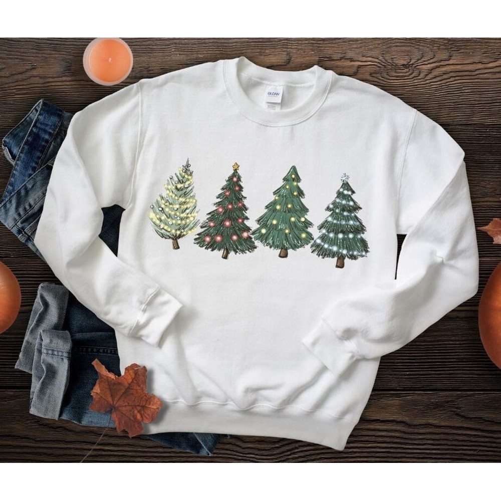 Christmas Trees Sweathirt, Christmas Shirts for Women, Merry and Bright, Sweatshirt For Christmas, Cute Christmas Shirts, Holiday Tee, Santa.jpg
