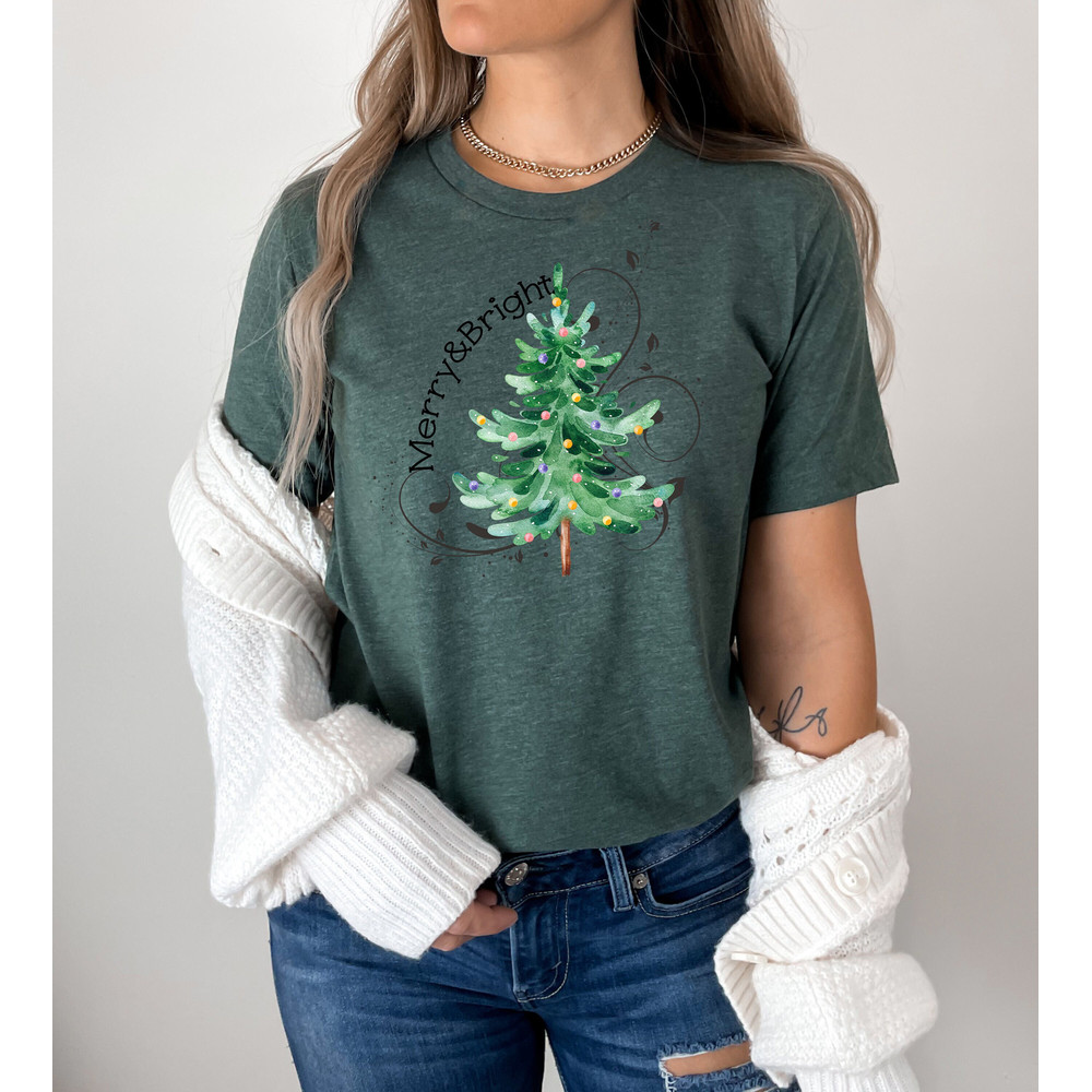 Merry and Bright T Shirt Retro Christmas Shirt Merry And Bright Tree Shirt Christmas Gift Holiday Shirt Christmas Party Shirt Holiday Gift.jpg