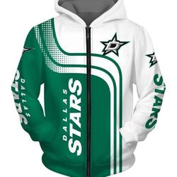 Dallas Stars Zipper Hoodie 3D Style1619 All Over Printed
