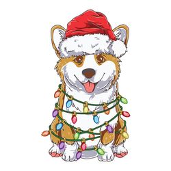 corgi christmas svg, christmas lights svg, santa hat dog christmas svg, christmas svg, corgi clipart, digital download