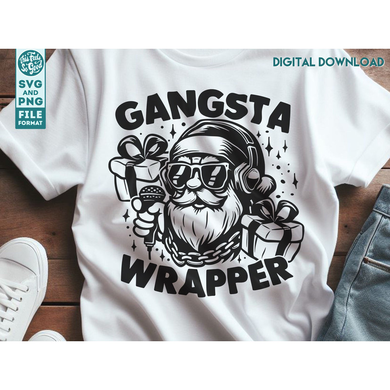 Christmas SVG, Santa Claus Shirt svg, Gangsta Wrapper, St Nick Humor, Funny Xmas Svg, Cut files for cricut. 2.jpg