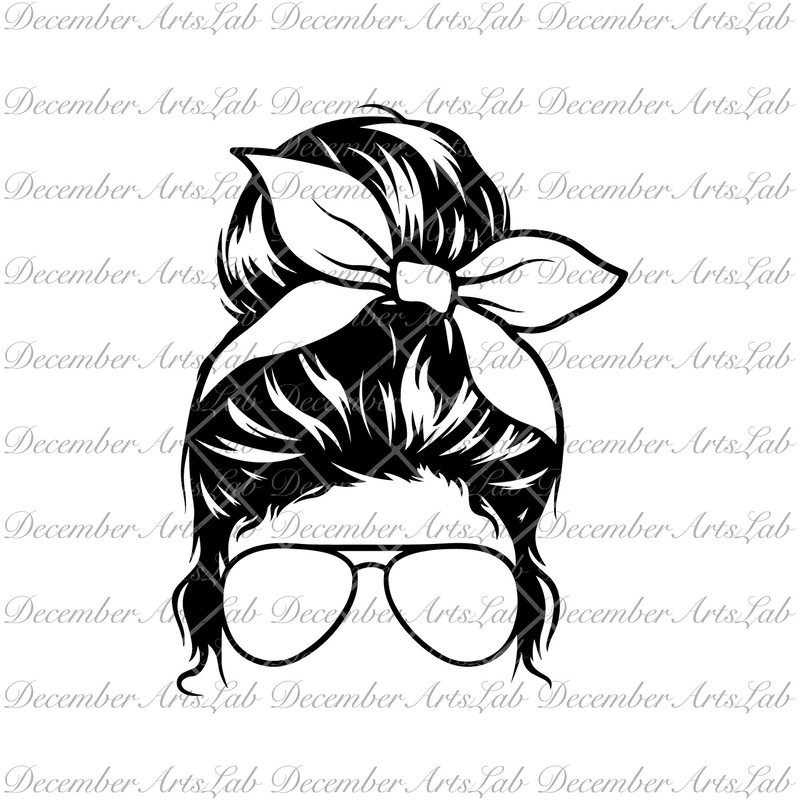 Fillable Transparent Aviator Glasses Bow Messy Bun Woman Mom Life PNG and SVG, Messy Bun Svg, Png, Momlife with Glasses SVG, Cricut.jpg