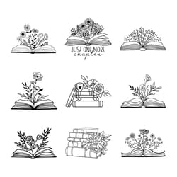 floral book svg, book svg, book with flowers svg, reading svg, read, flowers growing out of a book, pretty book, flowers