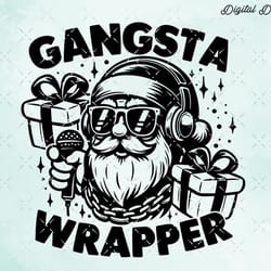 funny christmas svg, santa claus shirt svg, gangsta wrapper, st nick humor, xmas svg, cut files for cricut.