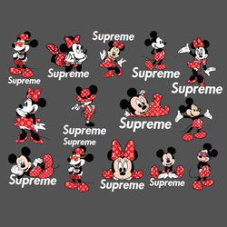 mickey mouse supreme bundle svg, disney mickey svg, minnie svg, supreme logo svg, fashion brand svg, digital download