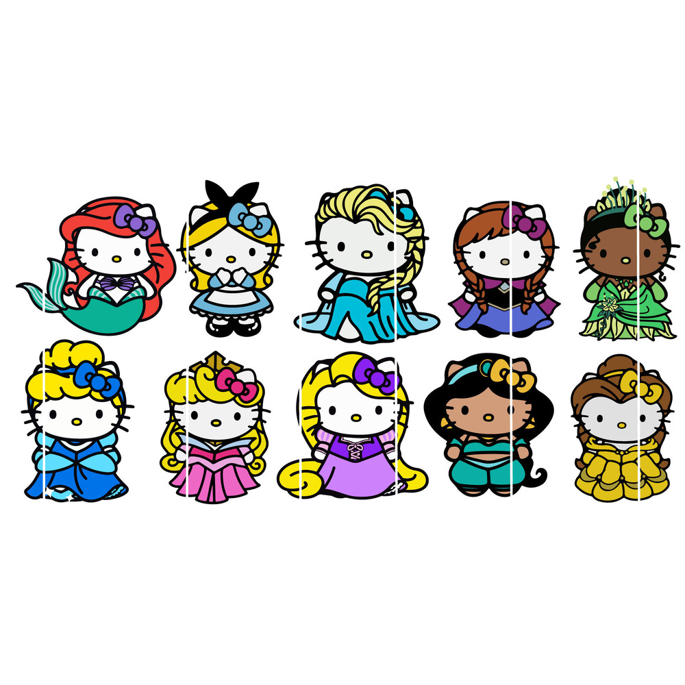 Kawaii Kitty Svg, Kawaii Kitty Svg Bundle, Cute Cat Svg, Kitty Svg, Princess PNG Bundle, Princess SVG, Princess Birthday, Princess Clipart.jpg