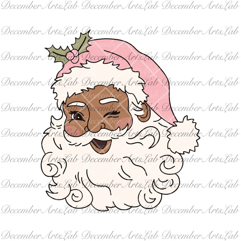 Retro Black Santa Claus SVG PNG, Brown Santa, Pink Santa Svg, Vintage Christmas SVG, Santa Face Svg, Christmas Svg Png, Santa Claus Svg Png.jpg