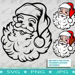 vintage santa svg, santa svg, santa face svg, santa claus face svg, father christmas svg, santa claus svg, santa head sv