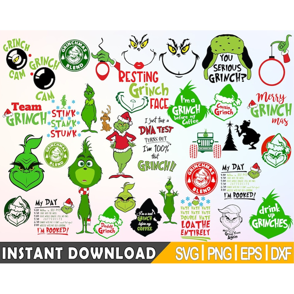 900+ Files The Grinch Svg Bundle, Grinch Hand Svg, Grinch Face Svg, Grinch Christmas Svg, Clipart Cricut Vector Cut File, +190 Unique Design.jpg