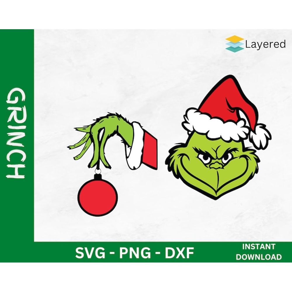 Grinch Face Svg, Grinch Hand SVG, Grinch Face and Hand with Ornament, Grinch Face Silhouette, Christmas Grinch Face.jpg