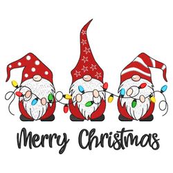 Merry Christmas Gnomes Embroidery Design, 4 sizes, Instant Download