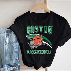 Boston Basketball Classic Unisex Vintage Retro Black TShirt, Boston Basketball Team Vintage Shirt, American Basketball,