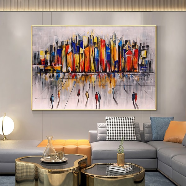 Abstract Colorful Building Oil Painting On Canvas 100 Hand Painted Modern Wall Art Pictures For Living Room Home Decoration.jpg