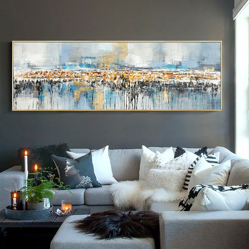 Abstract Oil Painting on Canvas Poster Print Wall Art Black and Golden Abstract Pictures on the Wall Living Room Cuadros Decor.jpg