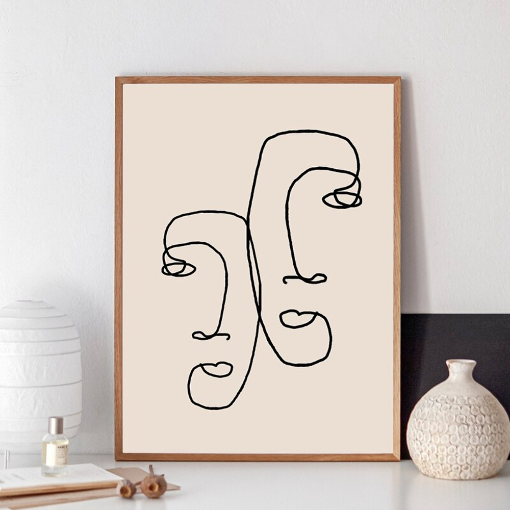 Abstract One Line Couple Face Drawing Print Minimalist Romantic Couples Gifts Art Canvas Painting Bedroom Home Wall Art Decor.jpg