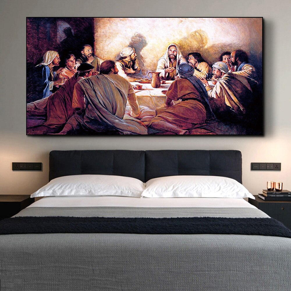 Abstract paintings of Jesus's Last Supper, canvases, home wall art, bedroom and living room art.jpg