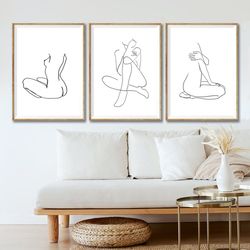 abstract sexy female nude line drawing canvas painting nordic minimalist poster erotic woman art prints gallery wall art
