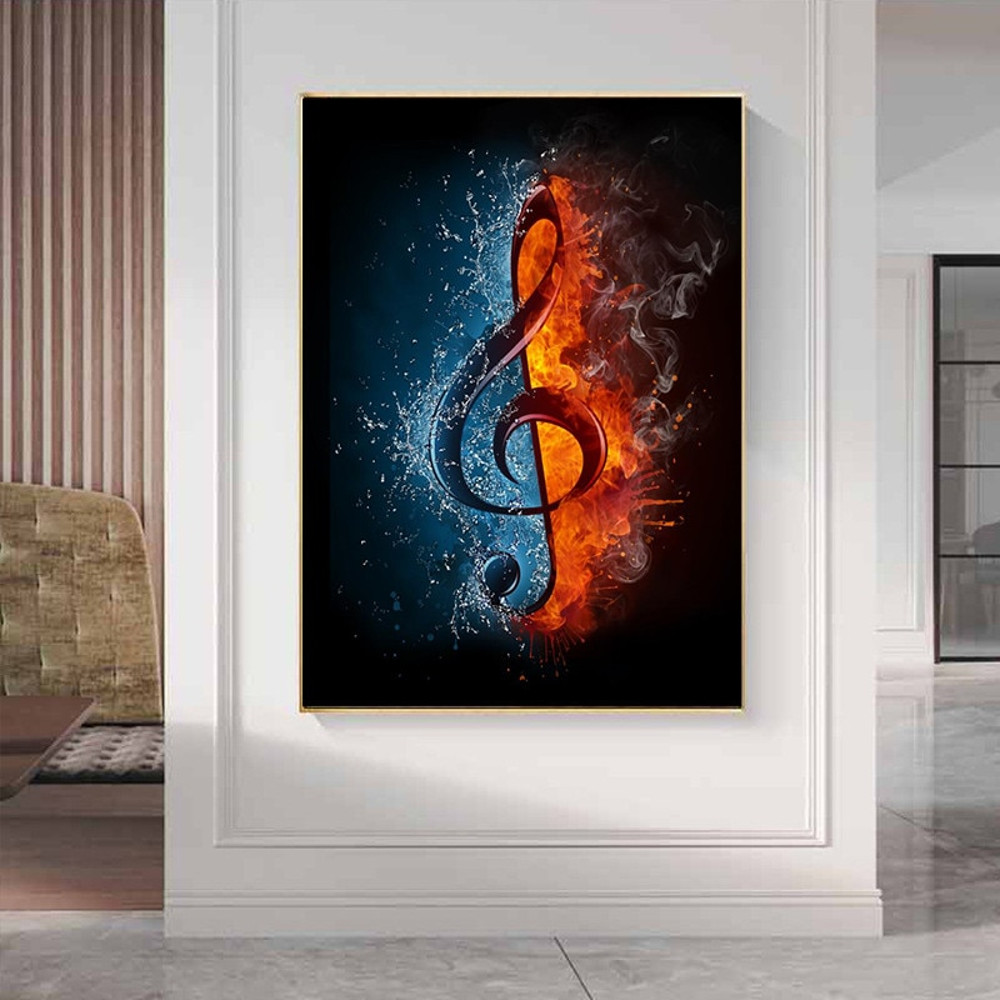 Abstract Water and Fire Music Note Canvas Painting on The Wall Posters and Prints Modern Pictures for Living Room Home Decor.jpg