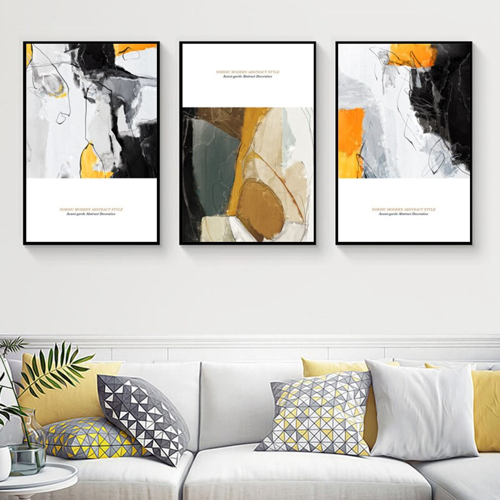 Abstract Yellow Foil Block Oil Painting Black and White Poster Print Modern Golden Wall Art Picture Modern Home Decoration 5-12.jpg