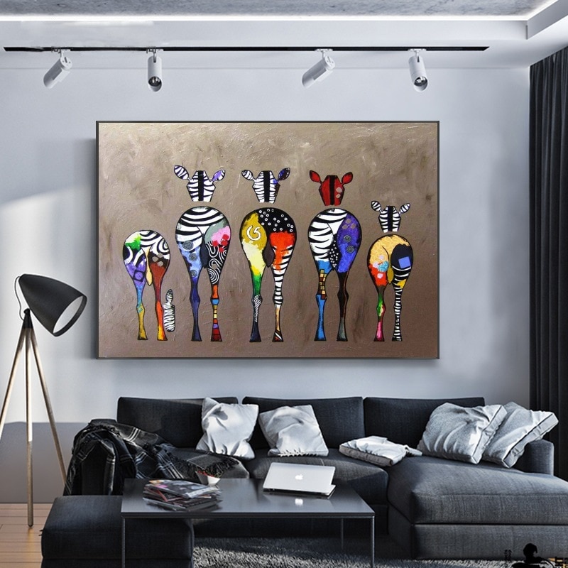 Abstract Zebra On The Wall Oil Painting on Canvas Posters and Prints Cuadros Wall Art Pictures For Living Room.jpg