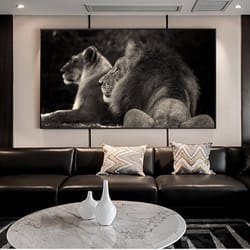 afrian wild lions family canvas art posters and prints black and white animals canvas paintings on the wall art lions pi