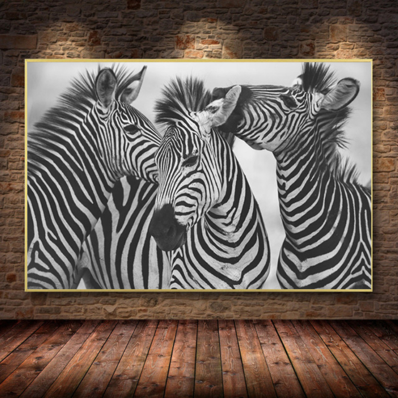 Africa Black and White Zebra Poster Animal Canvas Paintings Posters Print Wall Art Pictures for Living Room Home Decor Unframed.jpg