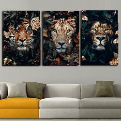 african large lions face canvas paintings on the wall art posters and prints tiger lion leopard art pictures for living
