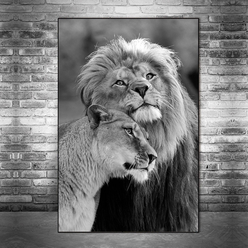 African Wild Lions Lover Canvas Paintings on the Wall Art Lions Poster And Prints Black And White Animals Art Pictures Cuadros.jpg