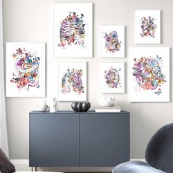 anatomical organ vintage poster human anatomy canvas print brain heart lung anatomy poster wall art picture medical room
