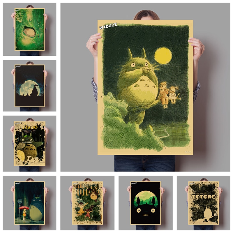 Anime poster home and bar decoration for Hayao Miyazaki on vintage My Neighbor Totoro Kids Room posters canvas painting M603.jpg