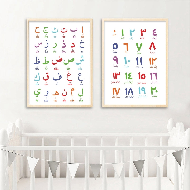 Arabic Islamic Wall Art Canvas Painting Arabic Letters Alphabets Numerals Poster Prints Nursery Kids Room Wall Art Decor.jpg