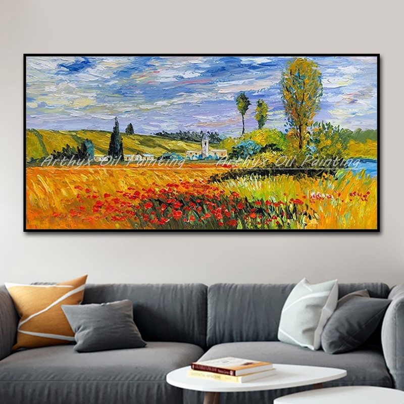 Arthyx Handpainted Abstract Knife Country Floral Landscape Oil Painting On Canvas Impression Pop Art Wall Picture For Home Decor.jpg