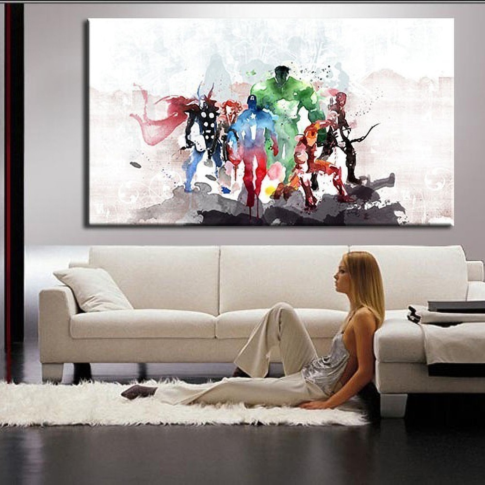 Avenger Alliance Movie Posters and Prints Watercolor Abstract Wall Art Canvas Paintings home living room murals.jpg