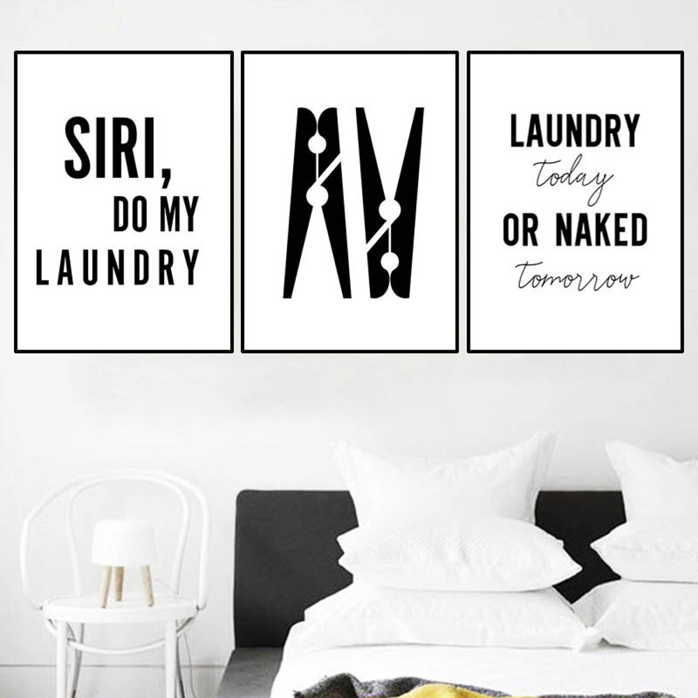 bathroom decoration quote art poster laundry room wall picture black white clip canvas painting home decor picture prints HD2820.jpg