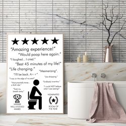 bathroom quote sign print black white poster amazing experience would poop here again toilet art canvas painting bathroo